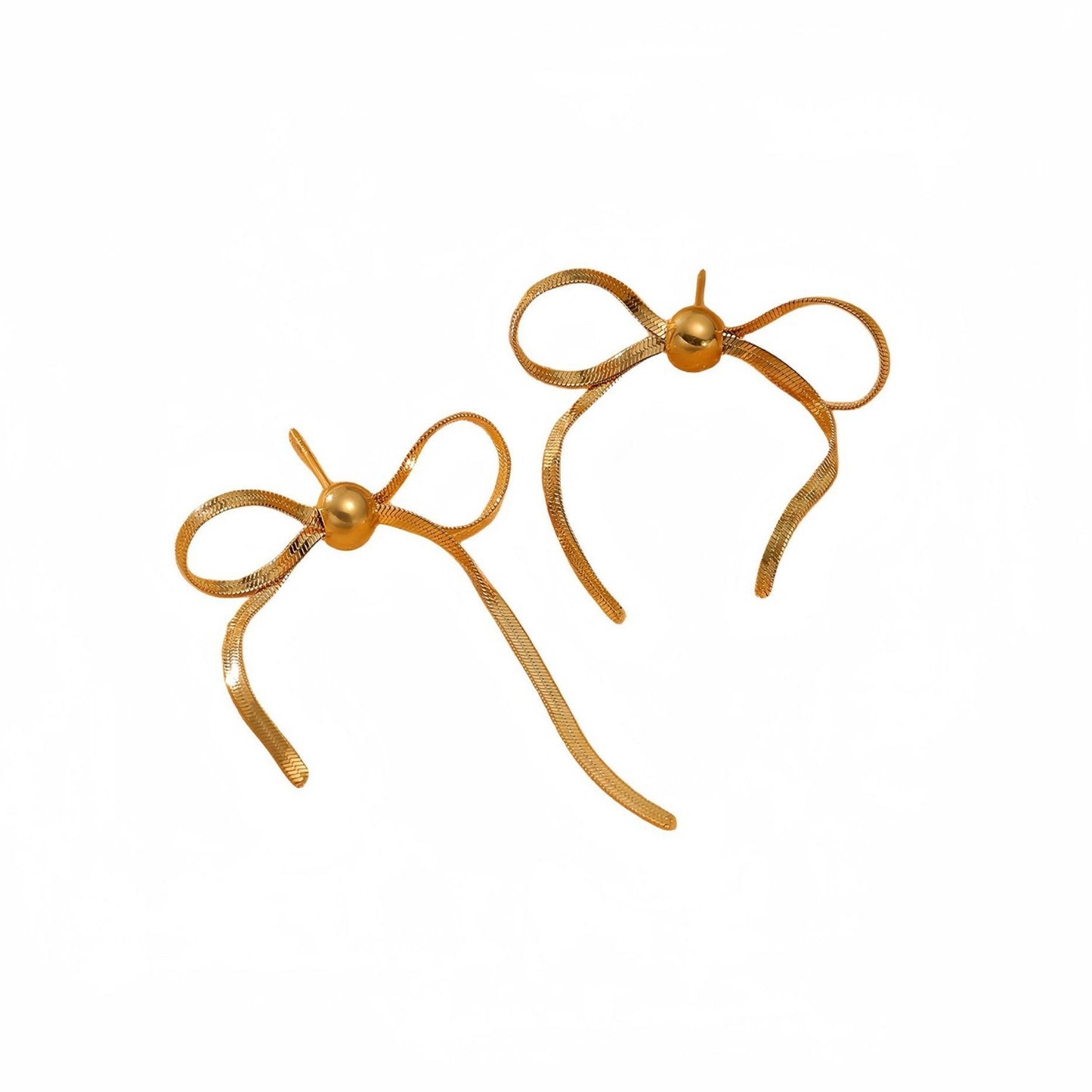 Minimalist Pearl Bow Titanium Steel Stud Earrings for Women with Plated Finish
