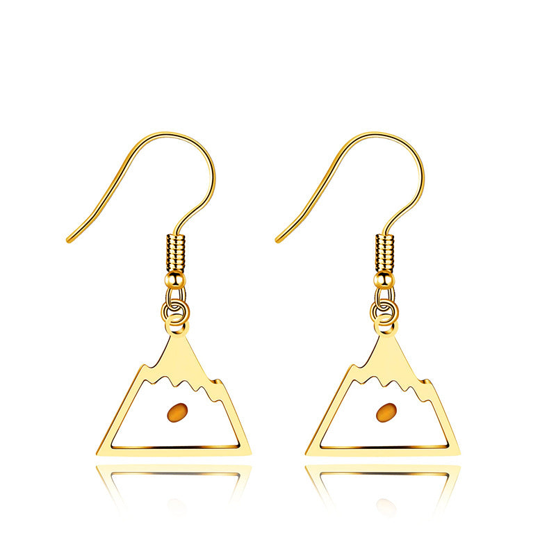 Minimalist Heart-Shaped Polished Stainless Steel Earrings with Mountain-Inspired Design for Women
