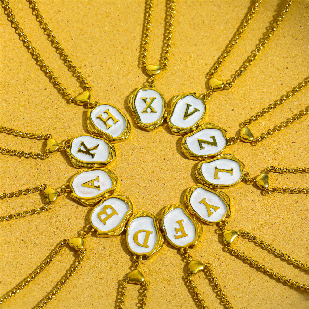 Collana Minimalista in Acciaio Inossidabile a Forma di Lettera con Placcatura in Oro 18K e Catena a O per Uomo e Donna