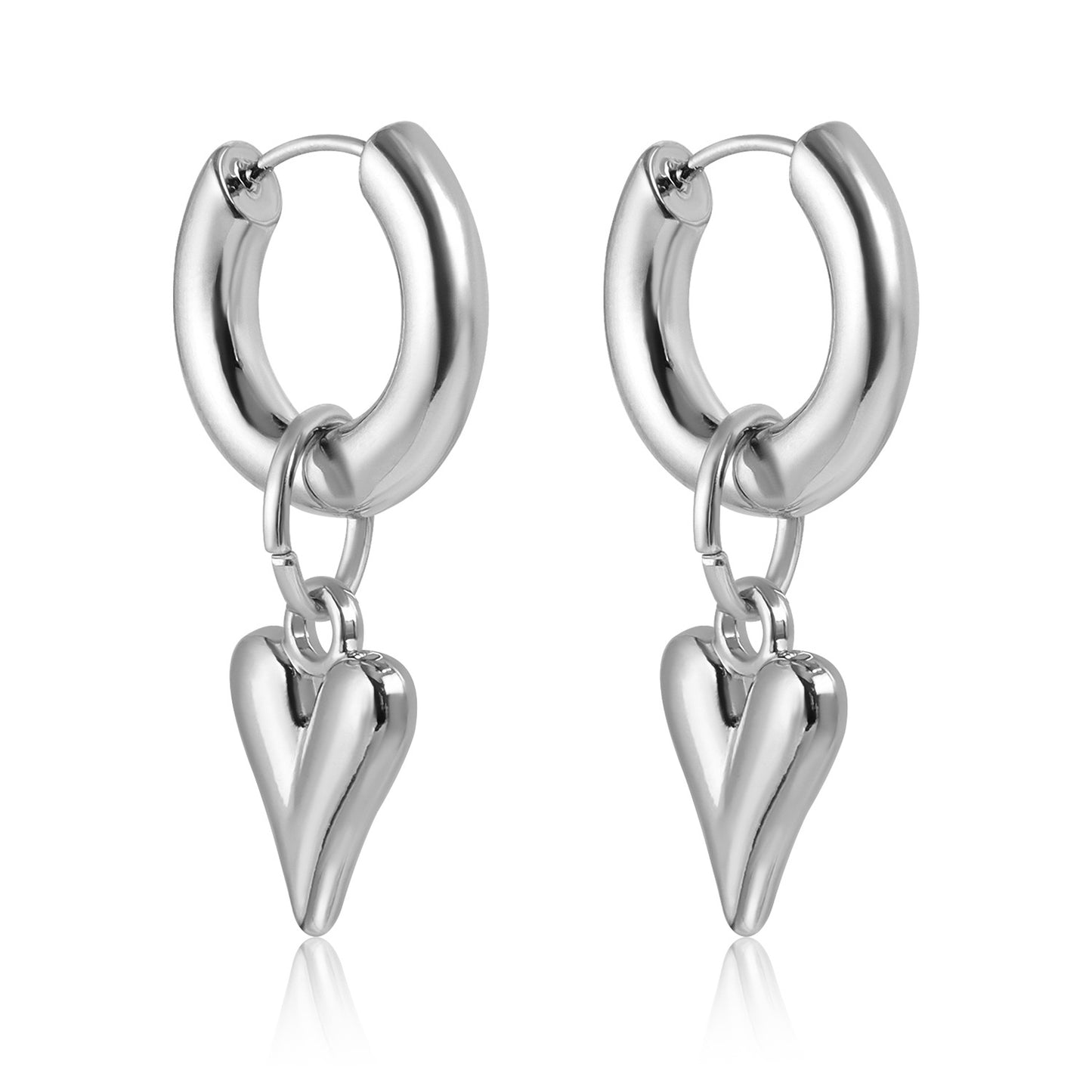 Pendientes vintage de aleación de zinc en forma de corazón geométrico con acabado chapado para mujer
