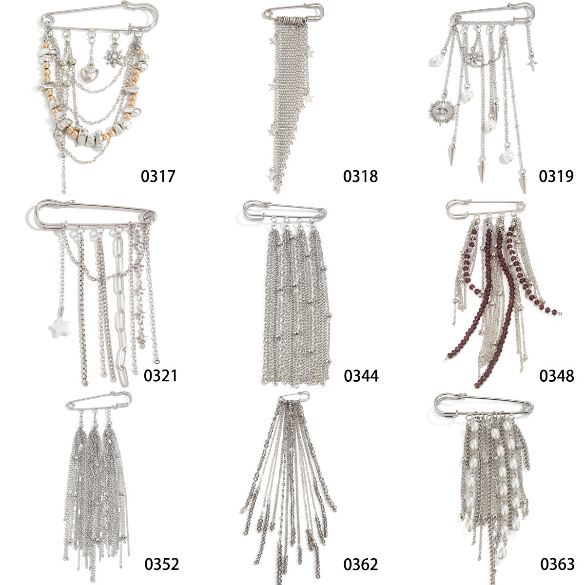 Minimalist Elegant Star Plated Iron Brooch with Tassel Chain for Women
