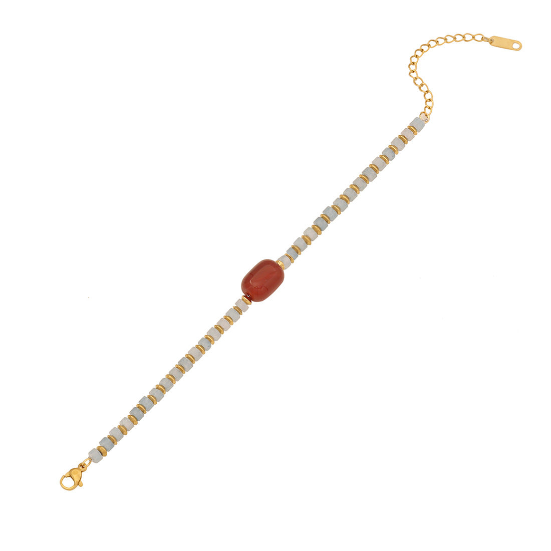 Pulsera vintage de cobre en forma de corazón con cuentas para mujer, con artesanía hecha a mano y detalles de piedras naturales