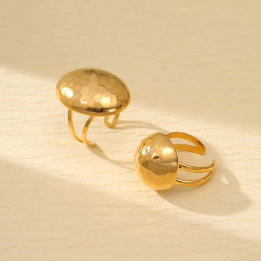 Minimalist Luxury Stainless Steel Vintage Open Ring for Women with Polished Finish and Geometric Circular Design
