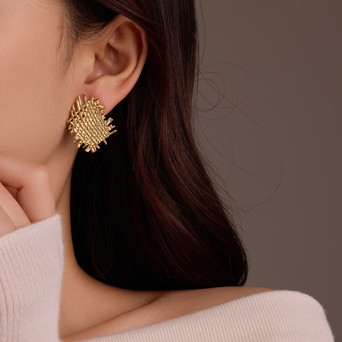 Orecchini da donna vintage geometrici in acciaio inossidabile placcati oro 18K
