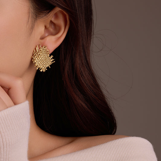 Orecchini da donna vintage geometrici in acciaio inossidabile placcati oro 18K
