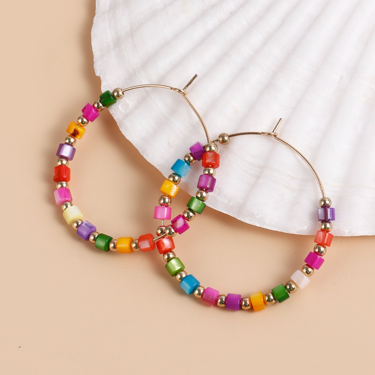 Pendientes de aro geométricos minimalistas vintage de metal para mujer con acabado chapado y motivo lunar