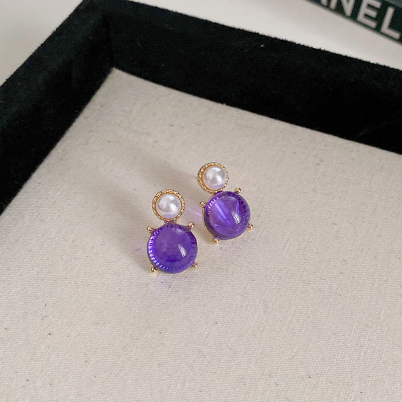Pendientes de perlas florales vintage con incrustaciones de diamantes de imitación en acero de titanio y postes de plata 925, diseño de esmalte goteado en forma de lágrima para mujer