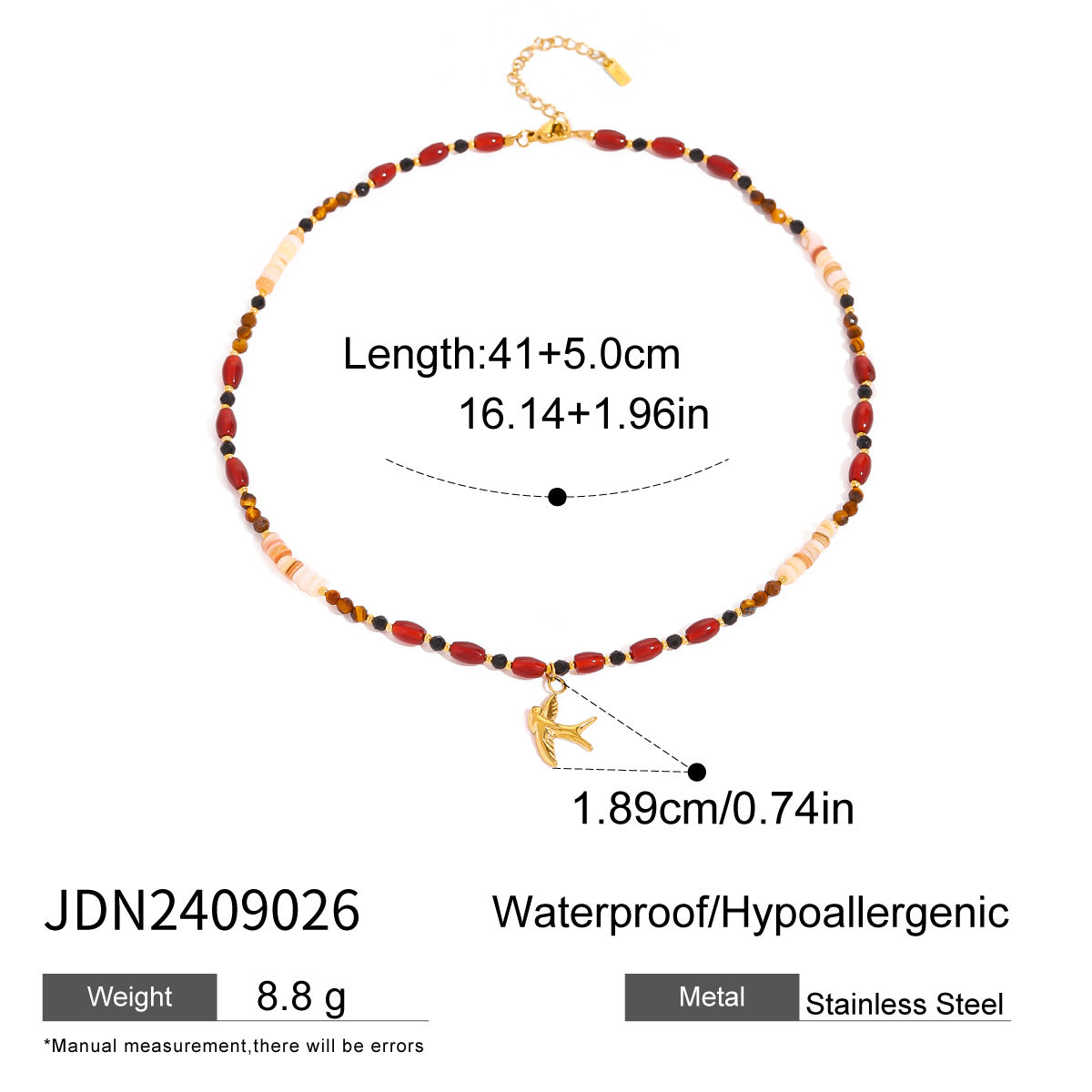 Geometric Tiger Eye Pendant Necklace in Stainless Steel with Plated Finish for Women Minimalist Locket Chain Jewelry