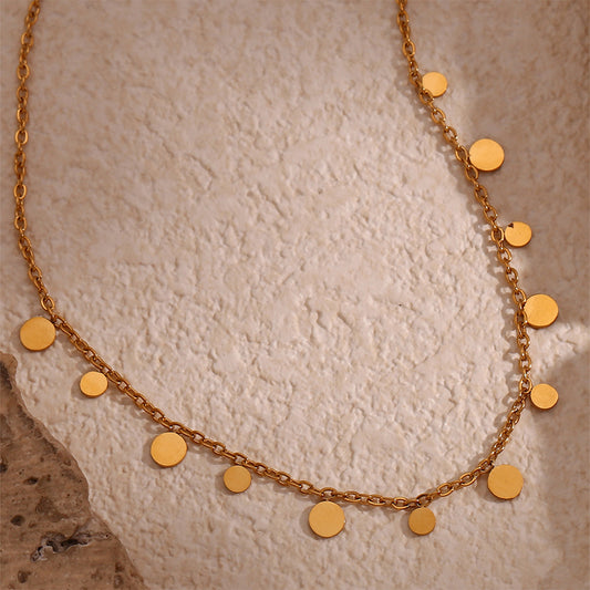 Collana girocollo alla moda minimalista rotonda geometrica da donna in acciaio inossidabile placcato oro 18 carati