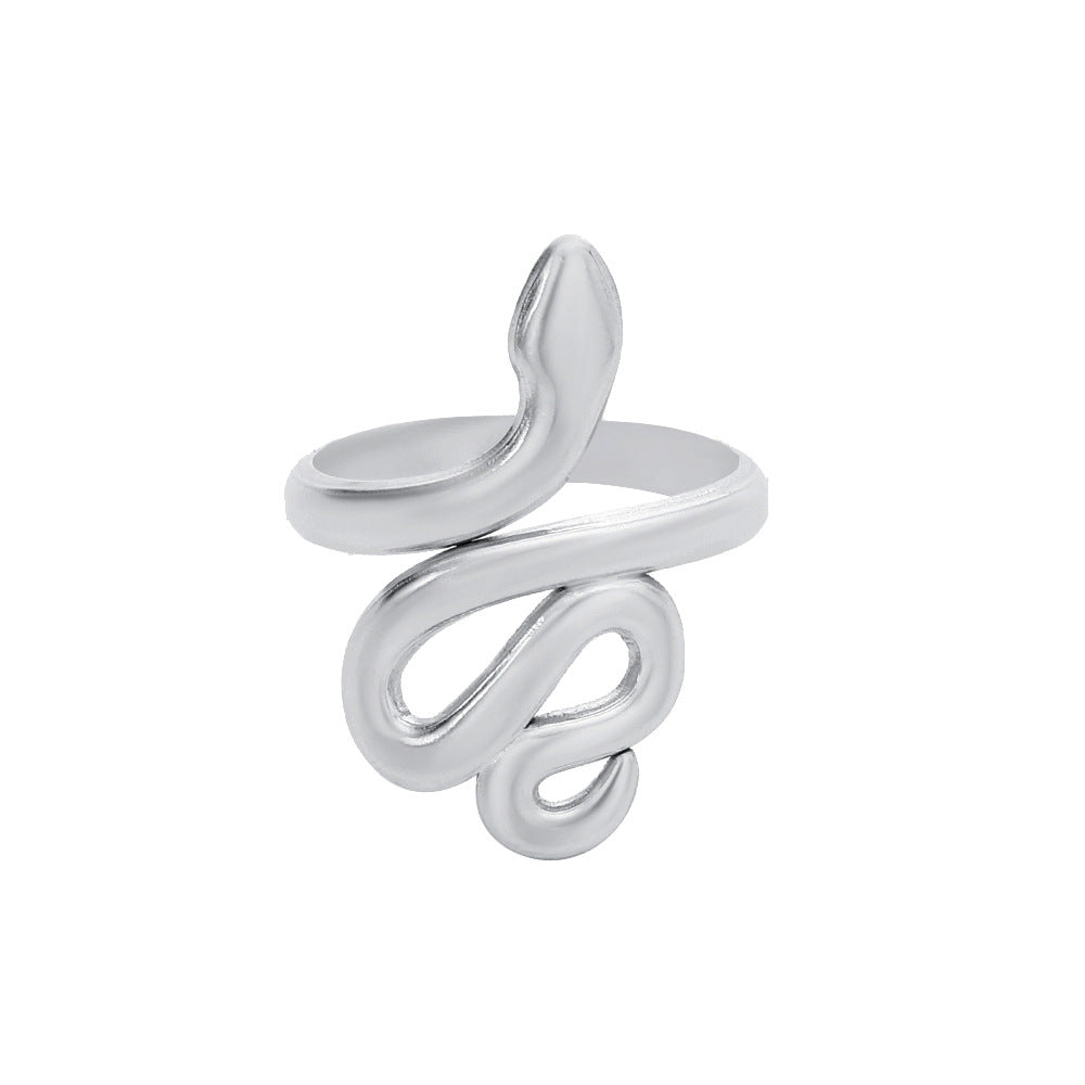 Minimalist Geometric Round Plated Titanium Steel Adjustable Open Ring Unisex