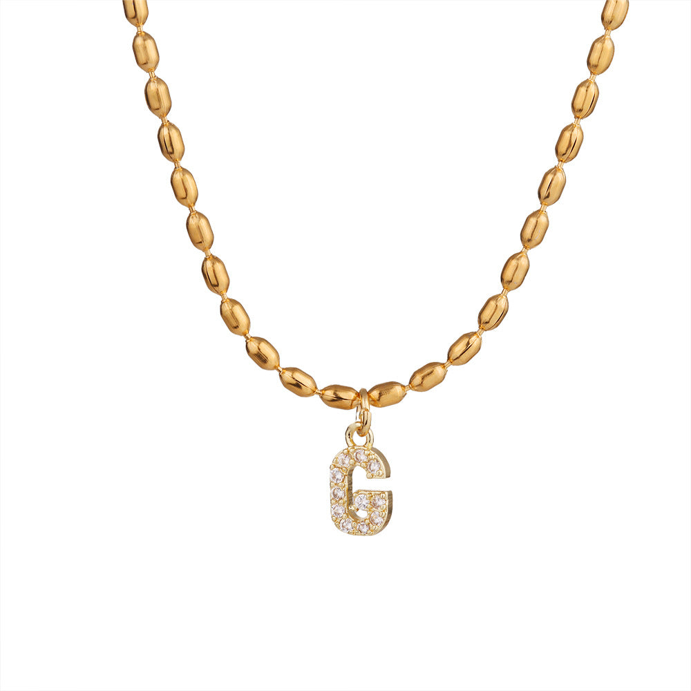 Collana in Acciaio Inossidabile a Forma di Lettera Minimalista con Intarsio di Strass da Donna, Stile Catena Snake, Elegante Gioiello per Clavicola