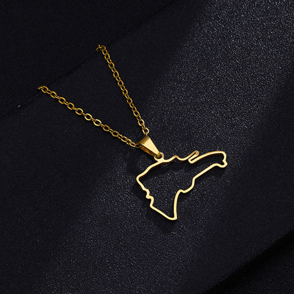 Collar de estilo vintage con colgante geométrico esmaltado para hombre y mujer, de acero inoxidable y titanio, cadena en O, accesorio de moda