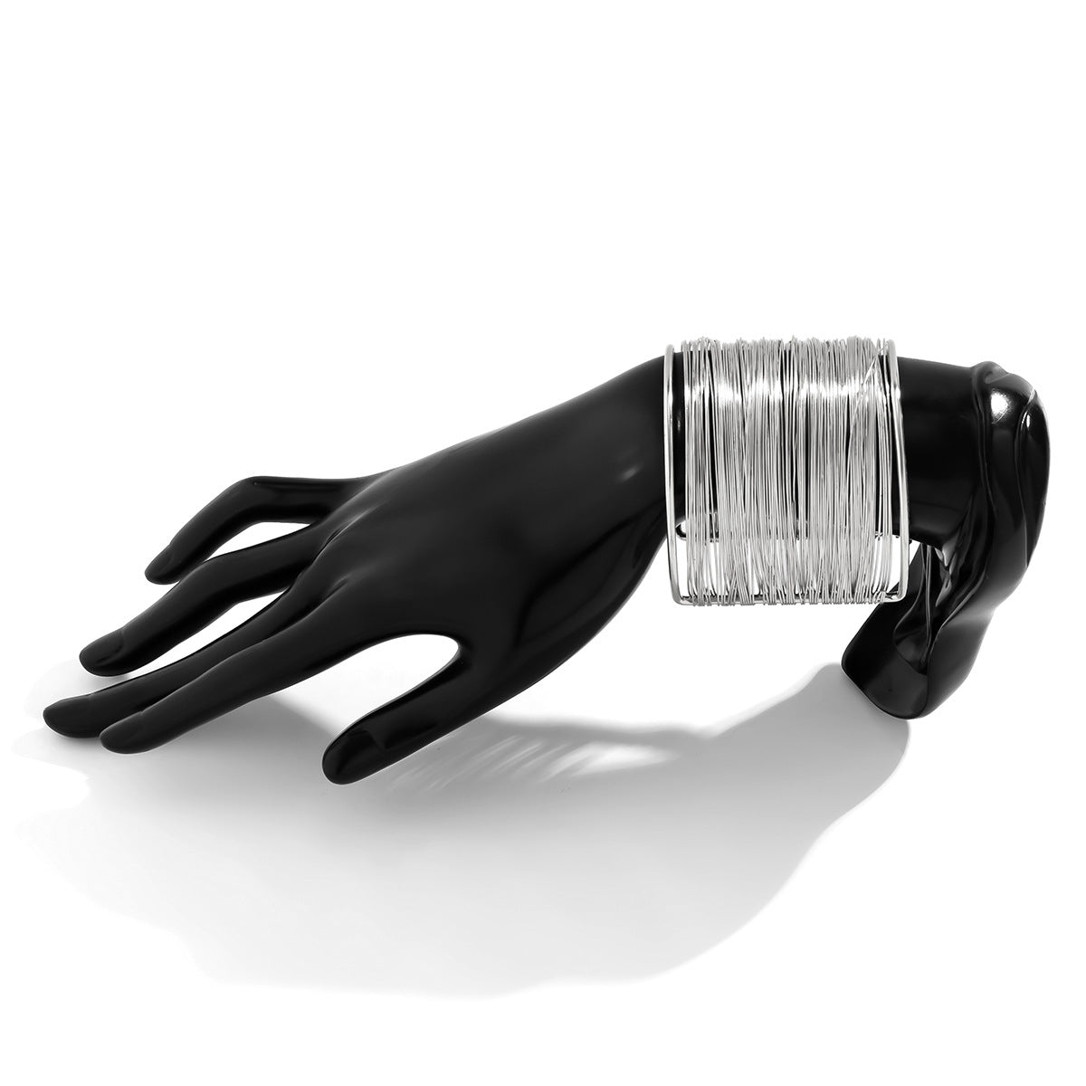 Bracciale rigido da donna in metallo geometrico in stile vintage con finitura placcata e design aperto regolabile