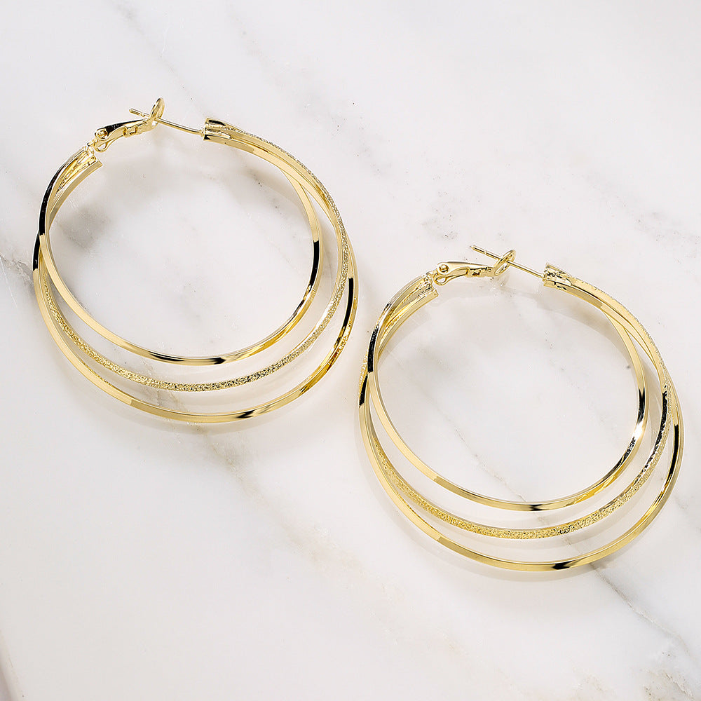 Orecchini a cerchio grandi geometrici minimalisti da donna in rame con placcatura in oro 18 carati