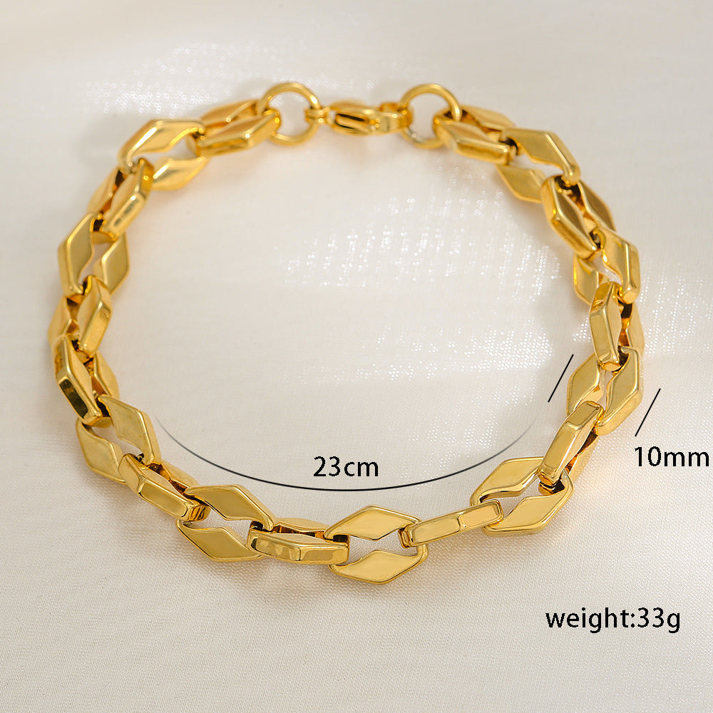 Bracciale Minimalista Cuban Link in Acciaio al Titanio Placcato Oro 18K per Donna e Uomo