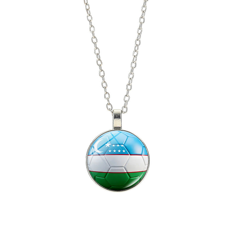 Collana Unisex Casual con Pendente Rotondo Geometrico in Cristallo, Placcato in Lega, con Catena a Cavo
