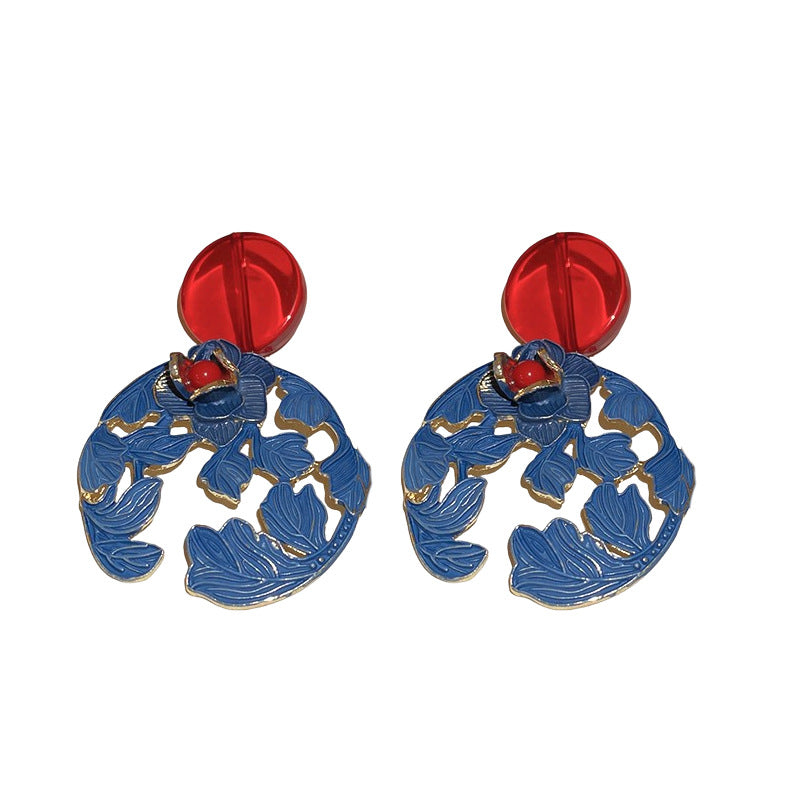Vintage Chic Floral and Geometric Alloy Earrings with Gold Plating for Women Lightweight Elegant Ear Hooks