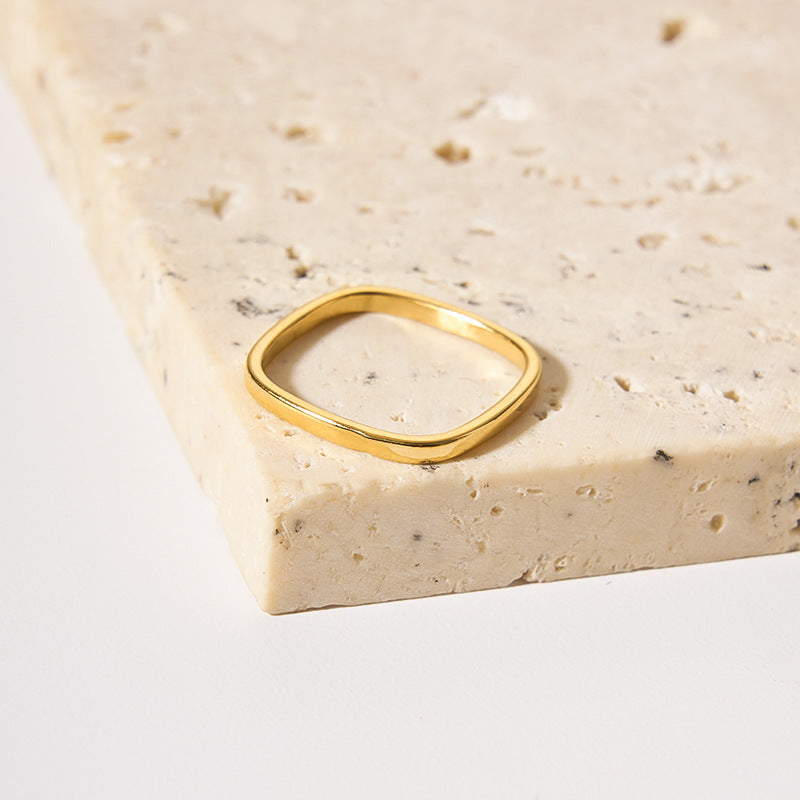 Minimalist Geometric Stainless Steel Ring with Plated Finish for Women