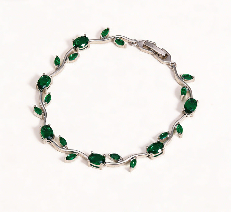 Elegant Gold Plated Brass Tulip Flower Bracelet with Rhinestone Gemstone Inlay for Women