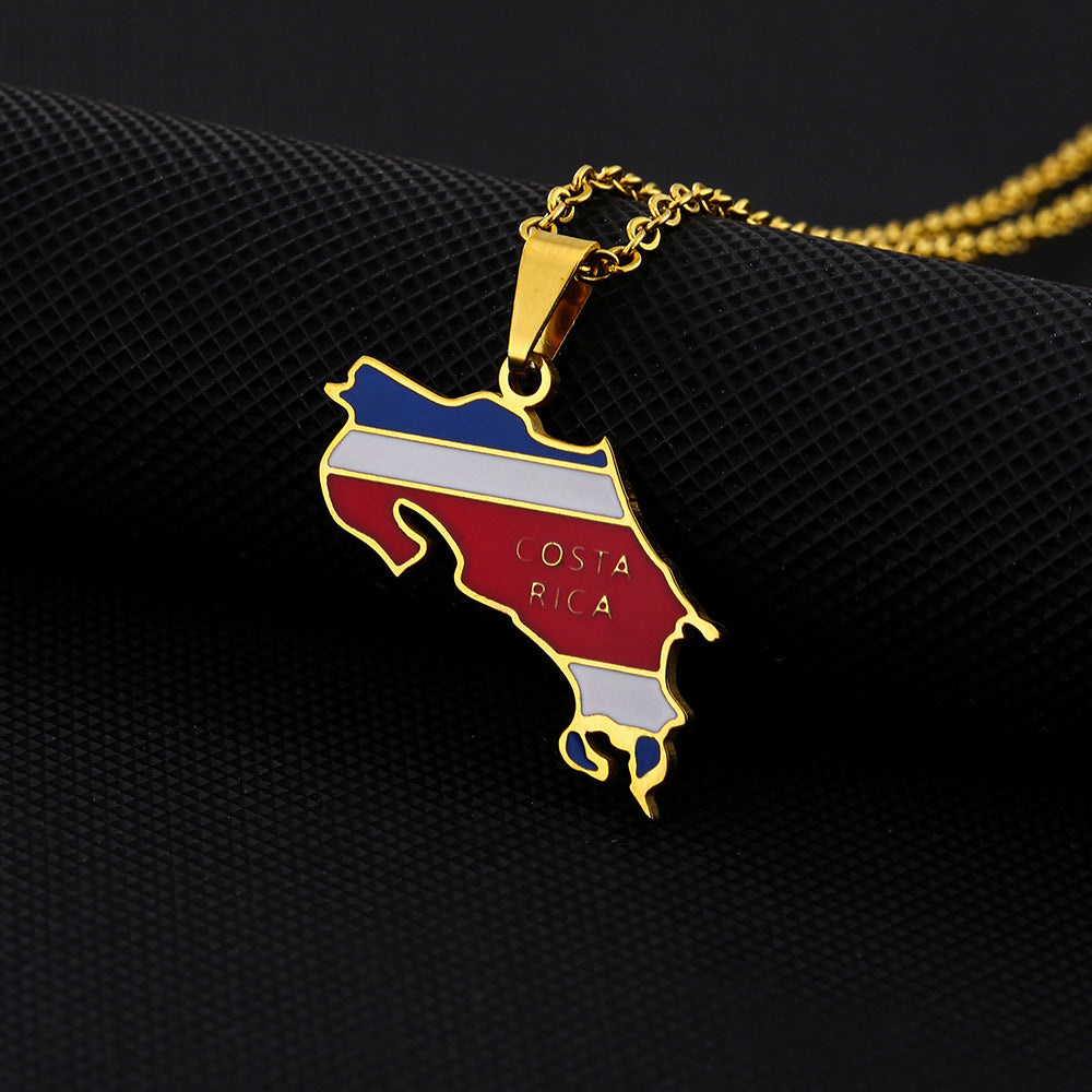 Collana con Pendente Geometrico Personalizzato in Acciaio Inossidabile Smaltato con Catenina a O per Unisex