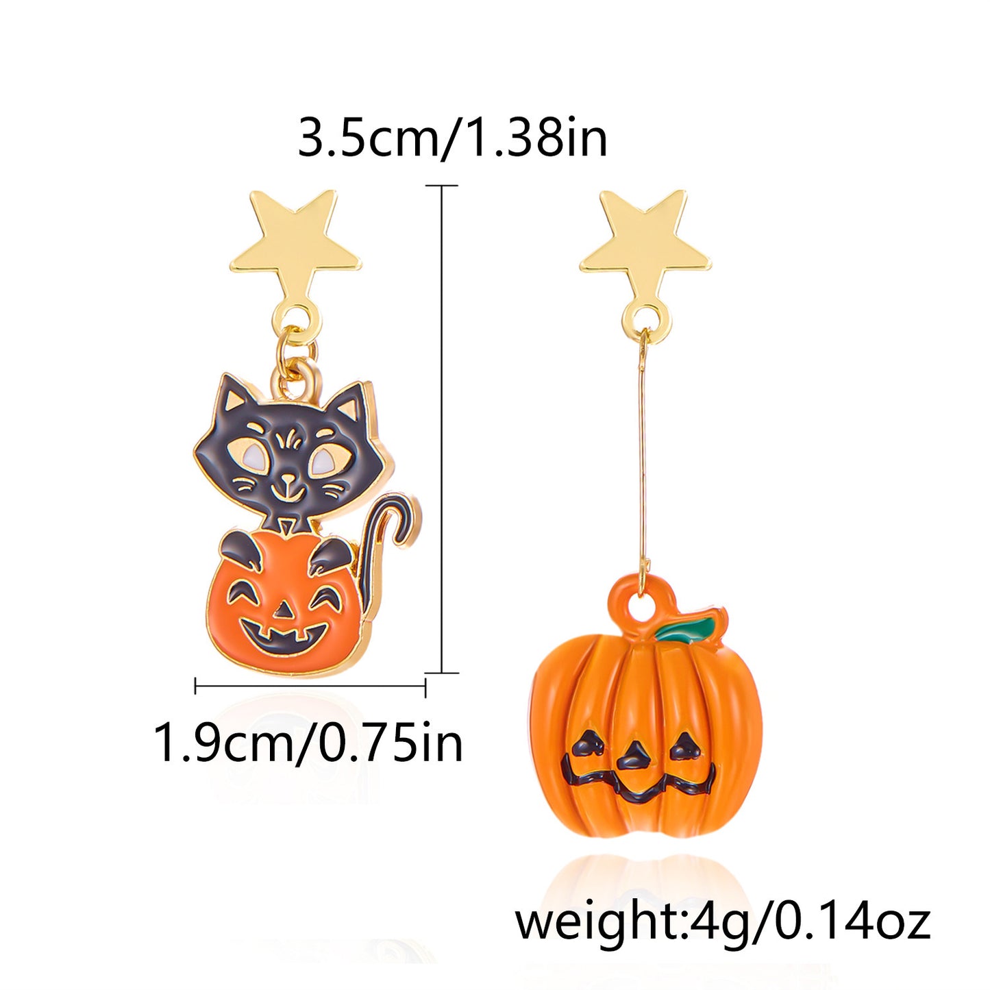 Pendientes de Calavera y Calabaza de Halloween a la Moda con Ganchos de Aleación Bañados en Oro para Mujer