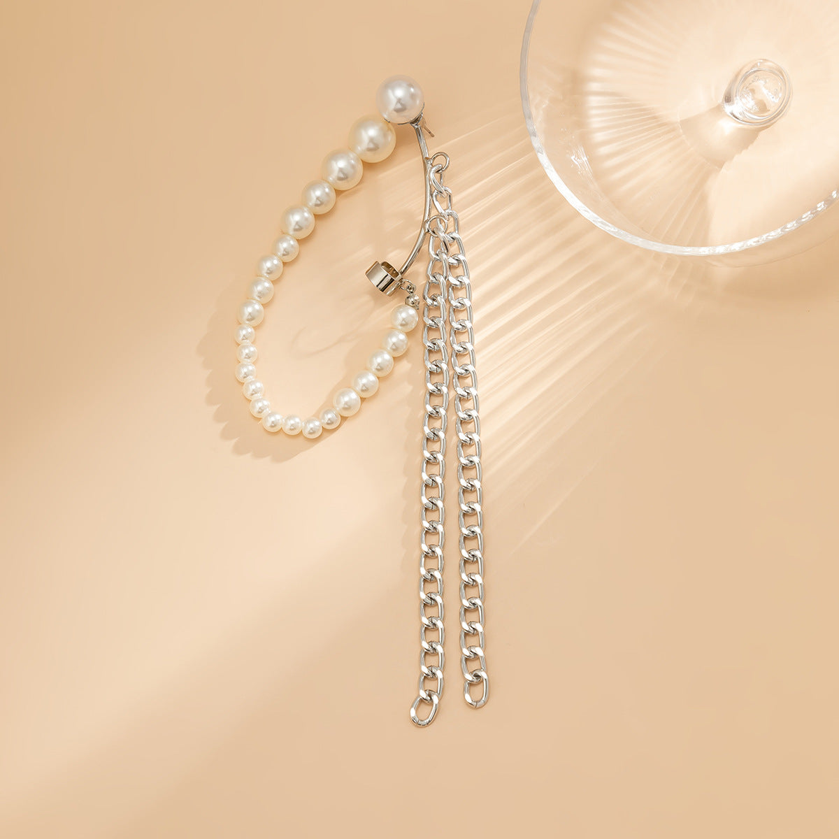 Minimalist Geometric Round Faux Pearl Plated Steel Earrings