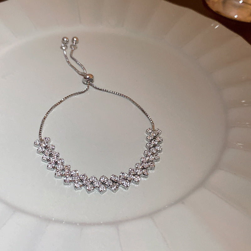 Luxury Elegant Geometric Alloy Plated Bracelet with Cubic Zirconia for Women