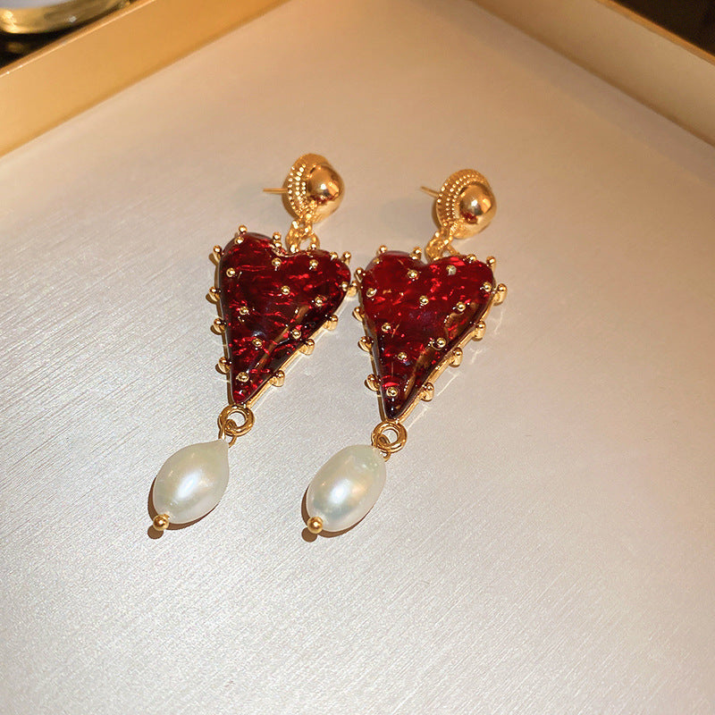 Elegant Geometric Earrings for Women with Enamel Finish in Copper and Stainless Steel Studs