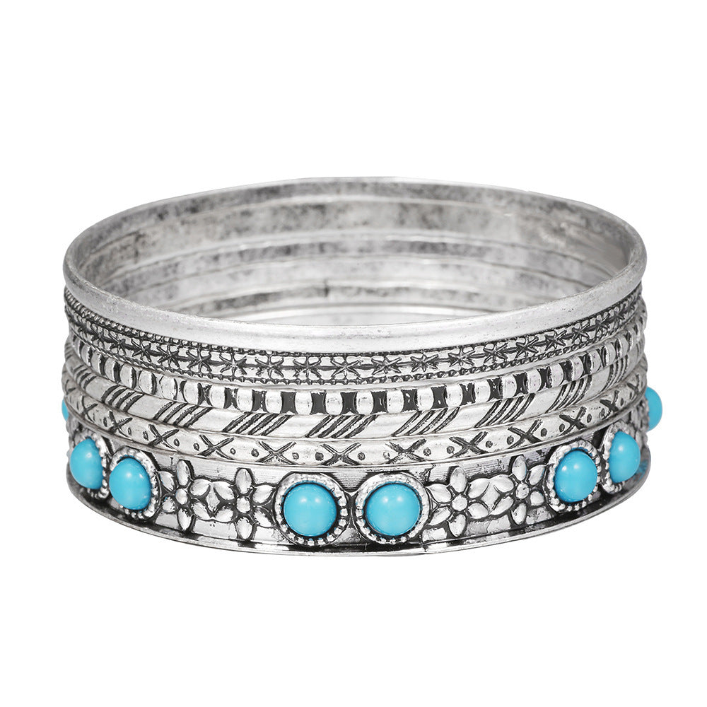 Punk Geometric Round Plated Iron Openwork Mesh Arm Cuff Set for Women