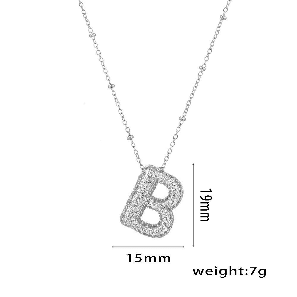 Collana da Donna con Ciondolo a Lettera, Design Geometrico Minimalista, in Ottone Placcato Oro con Zirconi Micro-Pavé