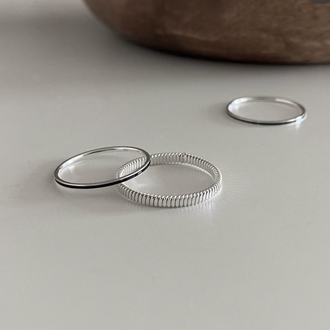 Minimalist Vintage 925 Sterling Silver Geometric Line Ring for Women