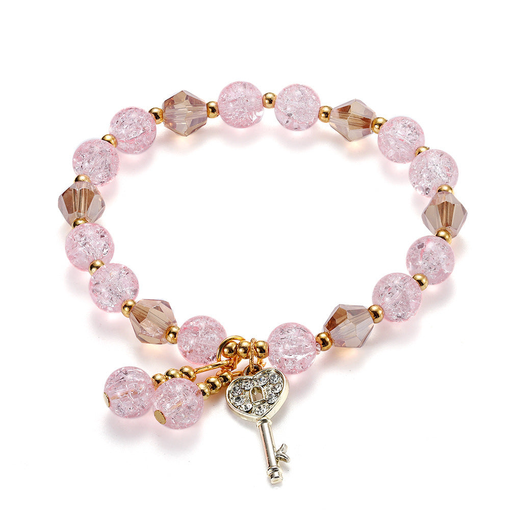 Geometric Key Crystal Glass Polished Bracelet for Women