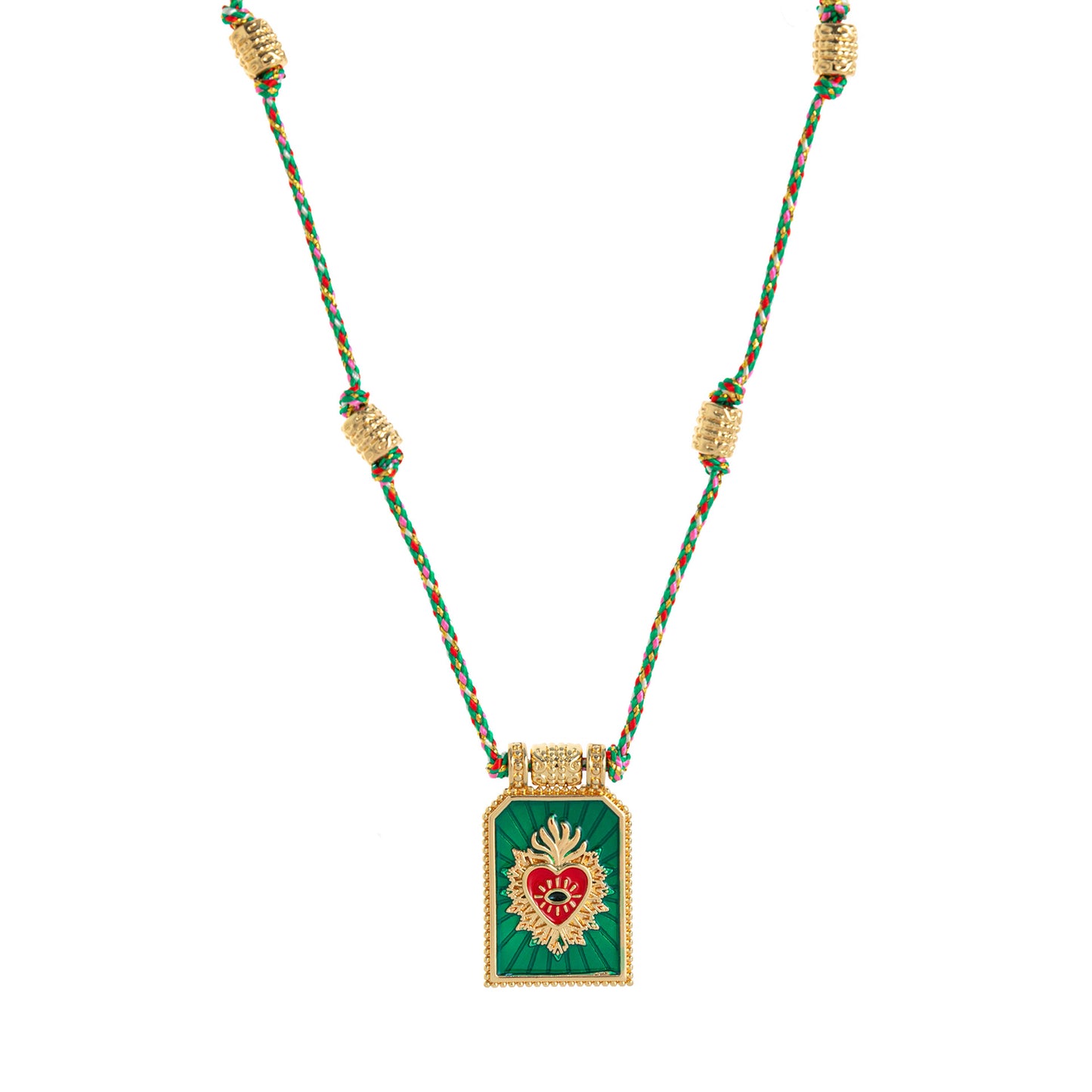 Collana pendente minimalista a forma di cuore in rame placcato oro su cordino colorato da donna