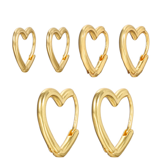 Minimalist Heart-Shaped Copper Earrings with Gold Plating for Women Elegant Lightweight Hoop-Style Ear Clips