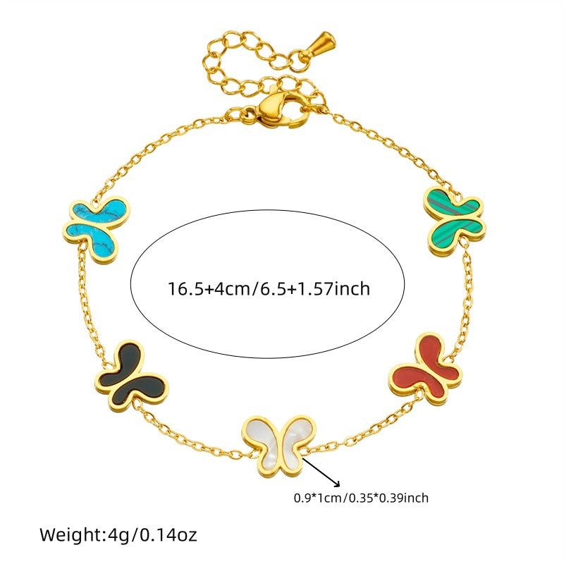 Minimalist Colorful Butterfly Stainless Steel Plated Jewelry Set for Women