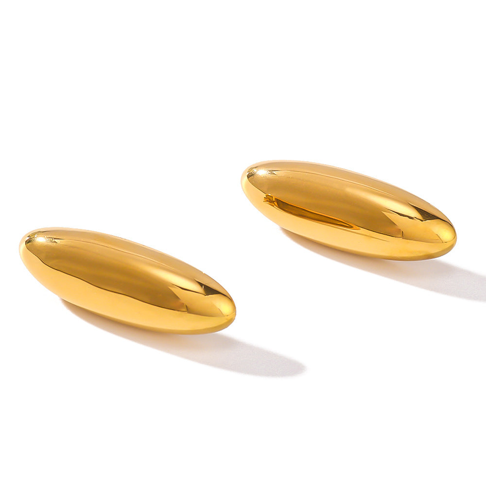 Minimalist Geometric Stainless Steel Drip-Shaped Earrings for Women with 18K Vacuum Plating Finish