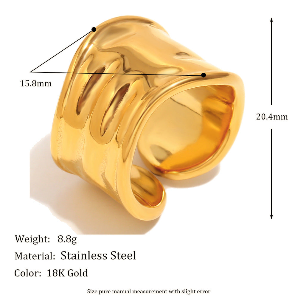 Anello da donna in acciaio inossidabile geometrico minimalista placcato in oro 18 carati