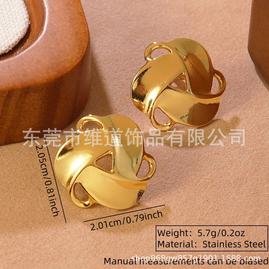 Casual Geometric Stainless Steel Spark Earrings with Hollow Irregular Design