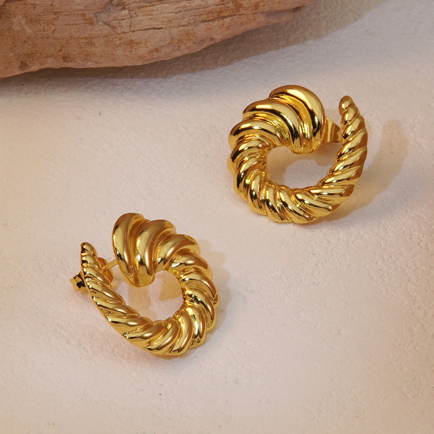 Minimalist Geometric Irregular Spiral Stainless Steel Earrings