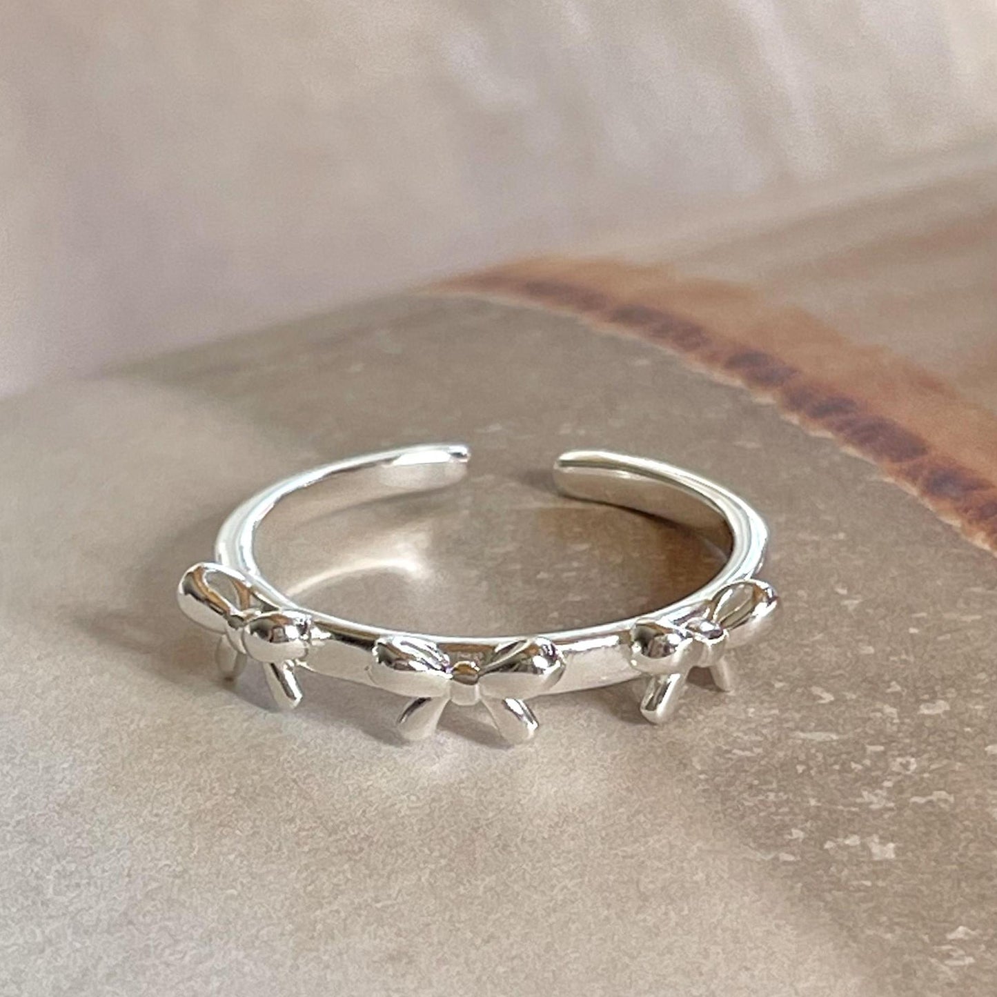 Minimalist Bowknot Ring in Sterling Silver 925 with Plated Finish for Women