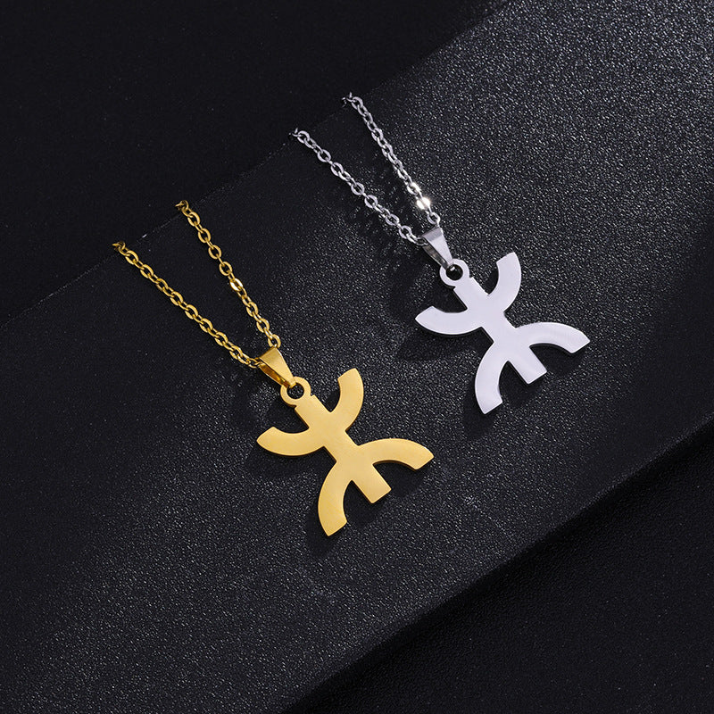 Collar con dije tribal bereber geométrico en acero inoxidable con acabado chapado para mujeres y hombres, cadena étnica minimalista para llevar en capas