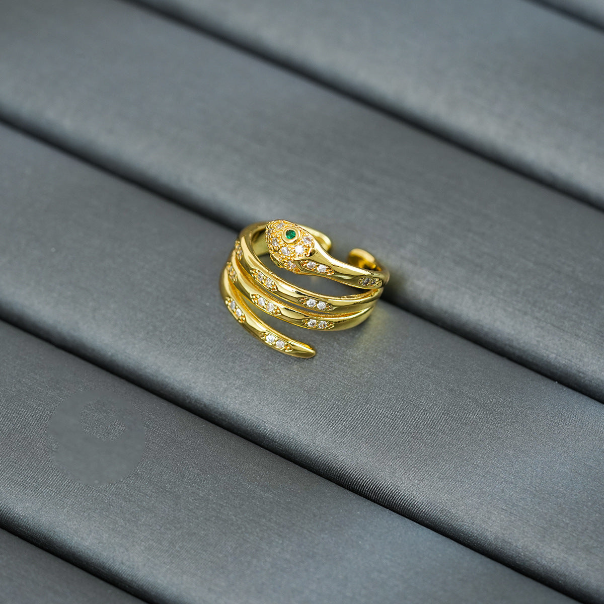 Luxury Minimalist Adjustable Open Ring for Women with Gold-Plated Copper Band and Zircon Stone Accent in Heart and Floral Shape