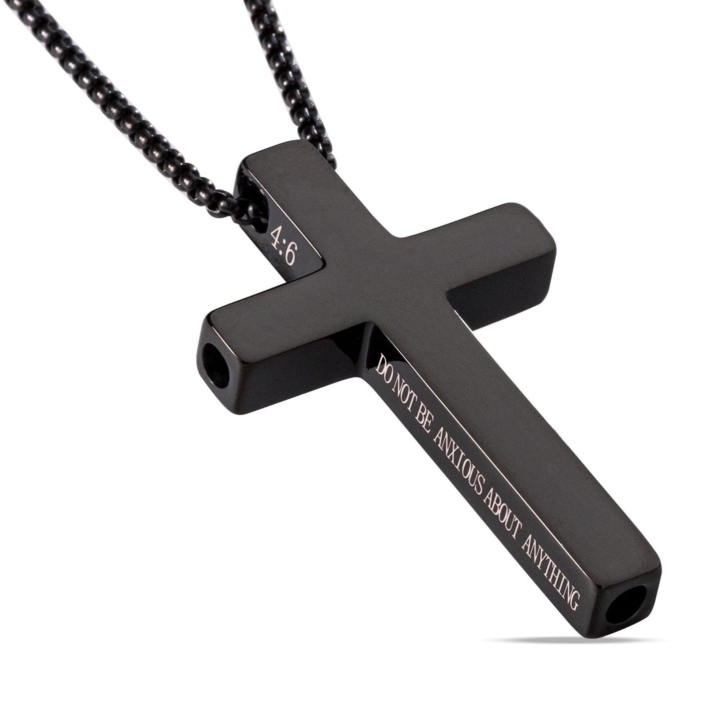 Stainless Steel Cross Pendant Necklace with Titanium Steel Charm for Aromatherapy Inhalation Stress Relief Mindfulness Breathing