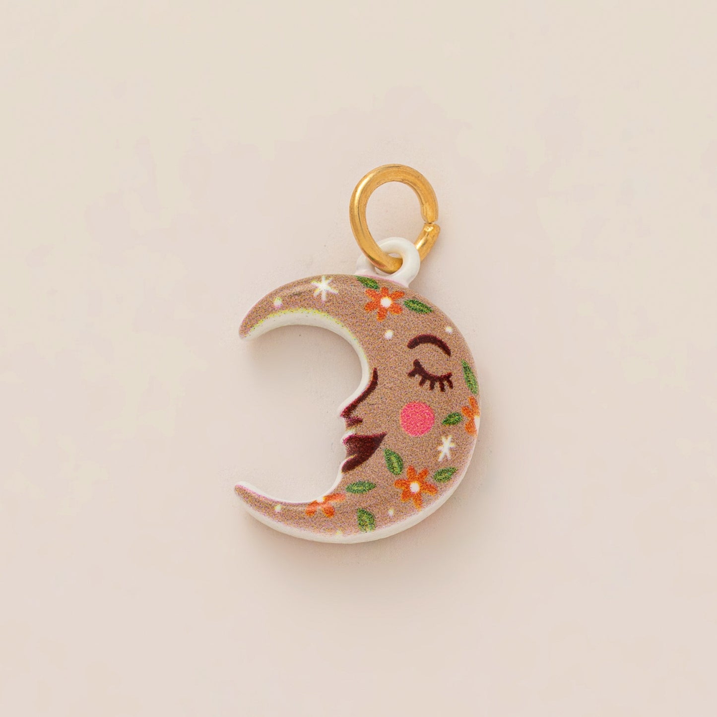 Vintage 14K Gold Plated Brass Butterfly Moon Heart Drip Oil Charm Bar