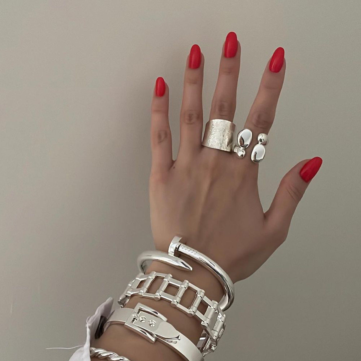 Minimalist 18K Gold Plated Irregular Geometric Double Layer Stainless Steel Ring