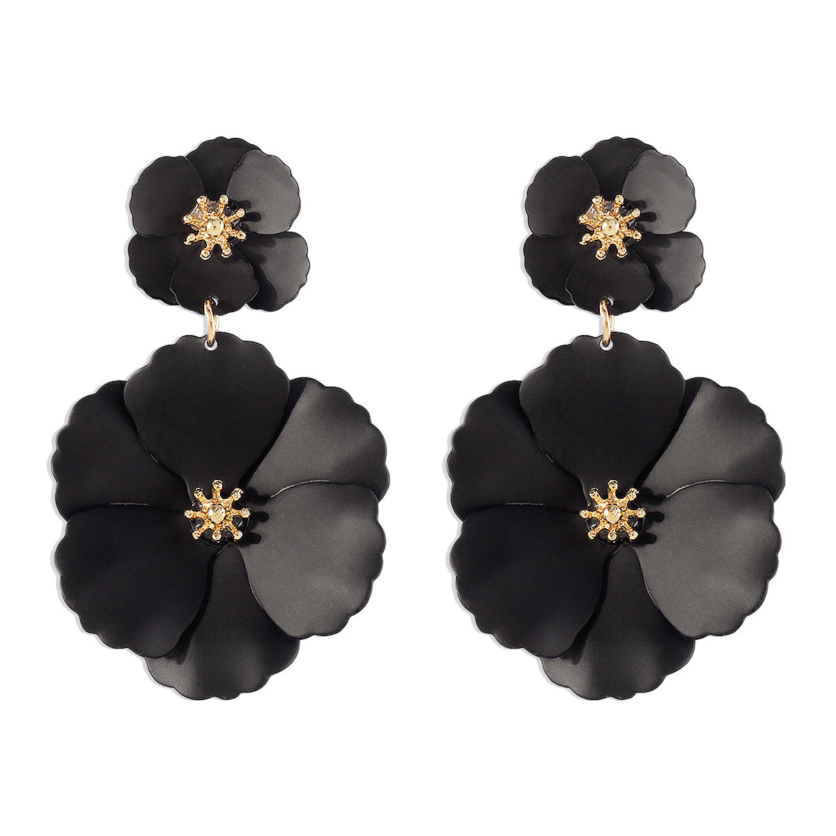 Pendientes pintados de aleación con diseño floral geométrico para mujer, estilo dulce, fresco, individual y moderno, regalo decorativo