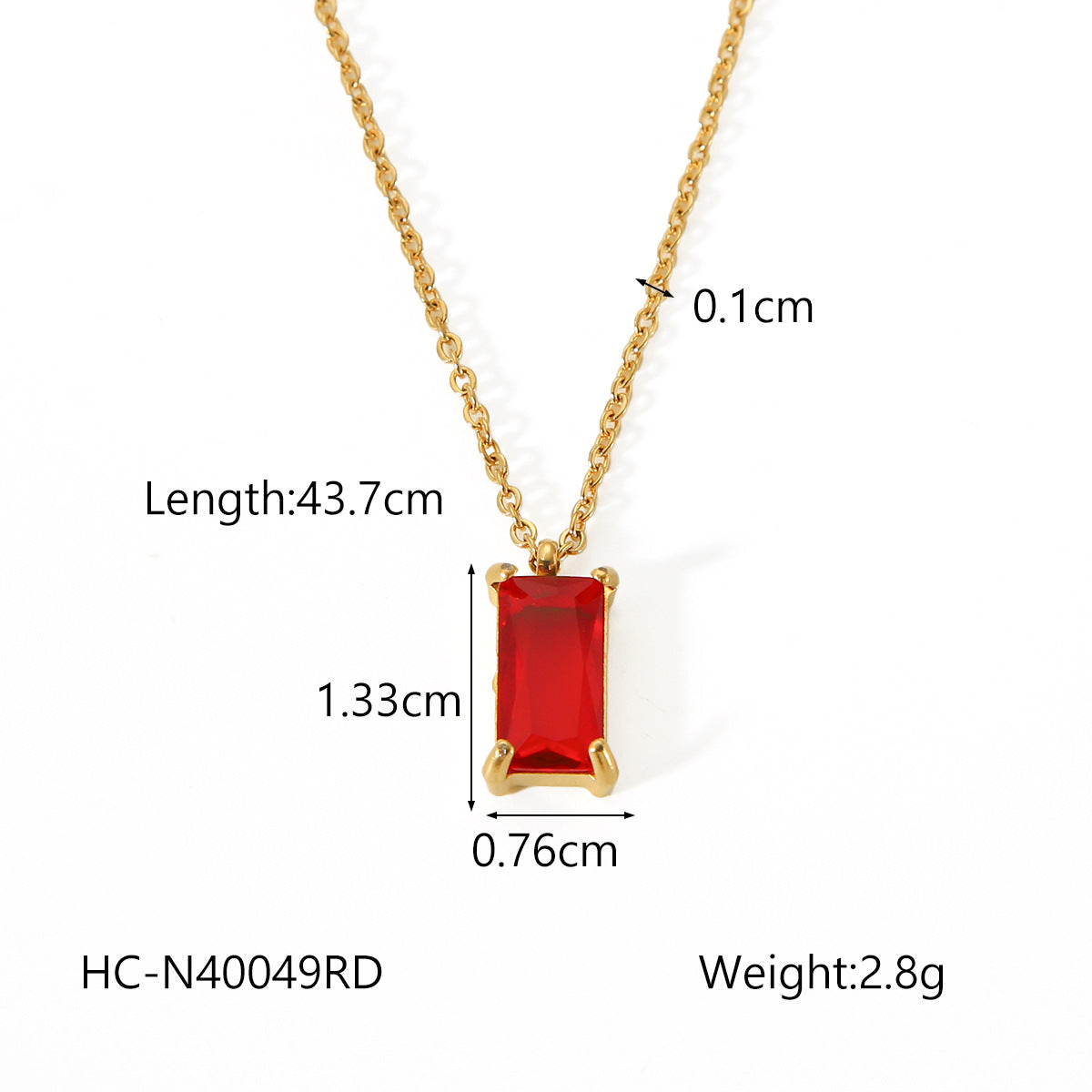 Collana con Pendente Geometrico Minimalista in Acciaio Inossidabile Placcato Oro 18K con Zirconi Cubici da Donna