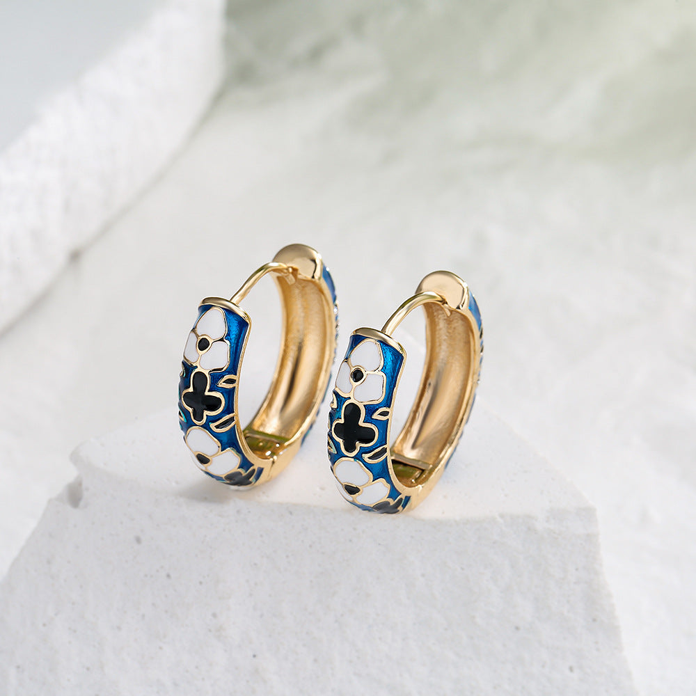 Minimalist Geometric Irregular Earrings for Women with Copper Base and 18K Gold Plating and Enamel Finish