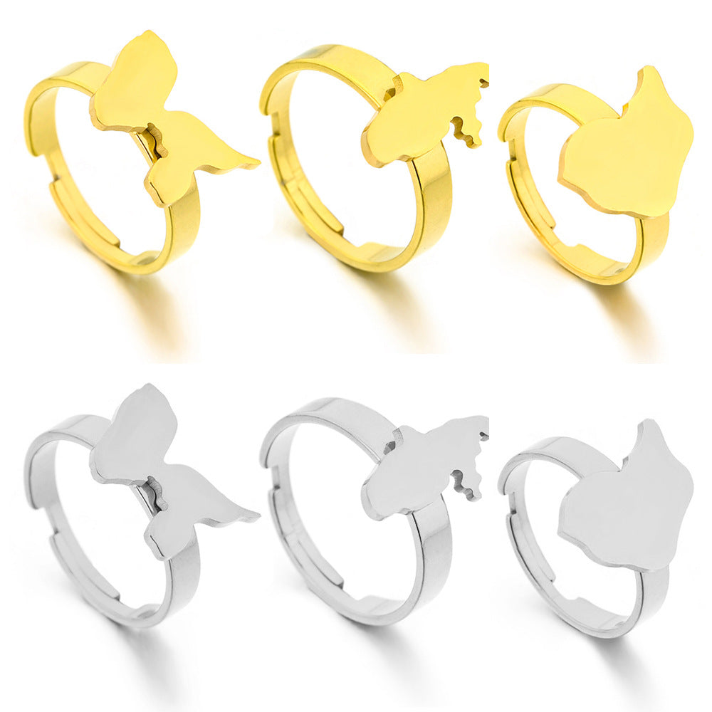 Anillo Unisex de Acero Inoxidable con Diseño Étnico Geométrico y Acabado Bañado