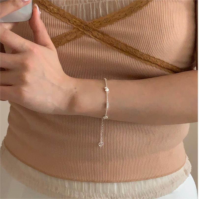 Bracciale geometrico a forma di pane minimalista in argento sterling 925